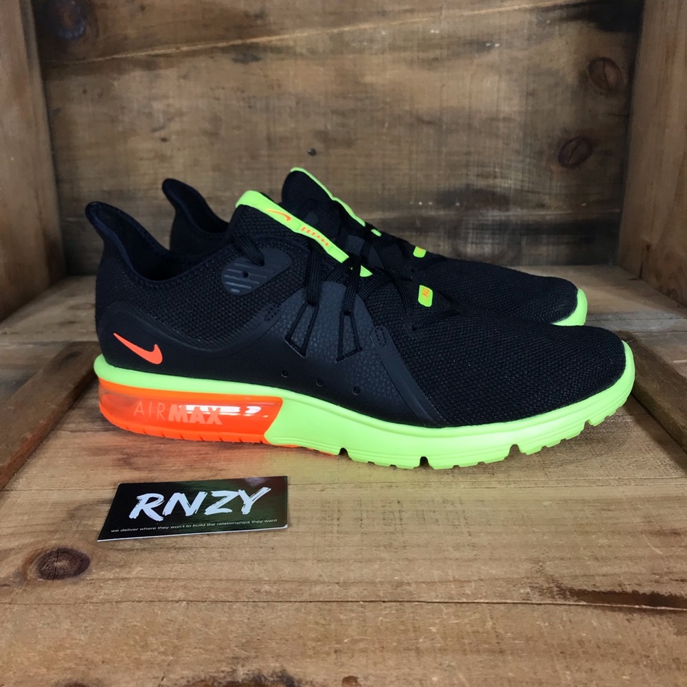 NEW Nike Air Max Sequent Three Black Volt - Picture 1 of 7